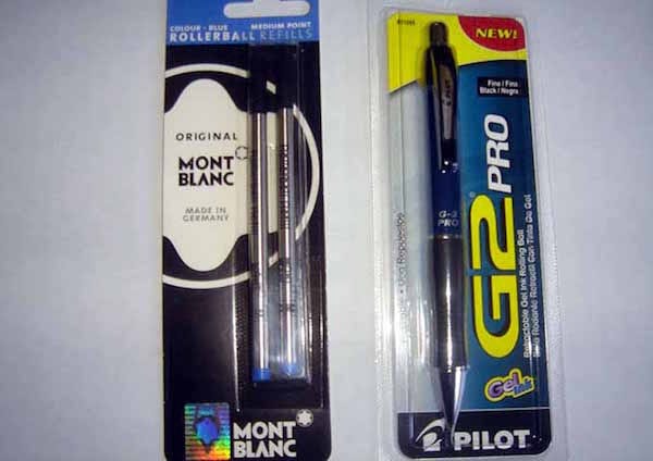 acheter une recharge mont blanc et un stylo G2 pilot