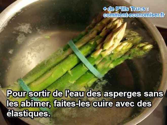 cuisson des asperges avec des élastiques