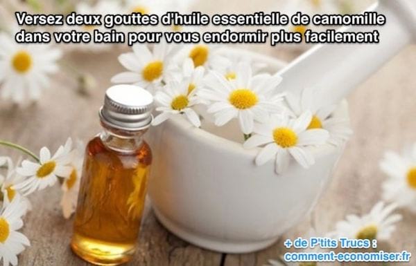 s'endormir facilement avec de l'huile essentielle de camomille
