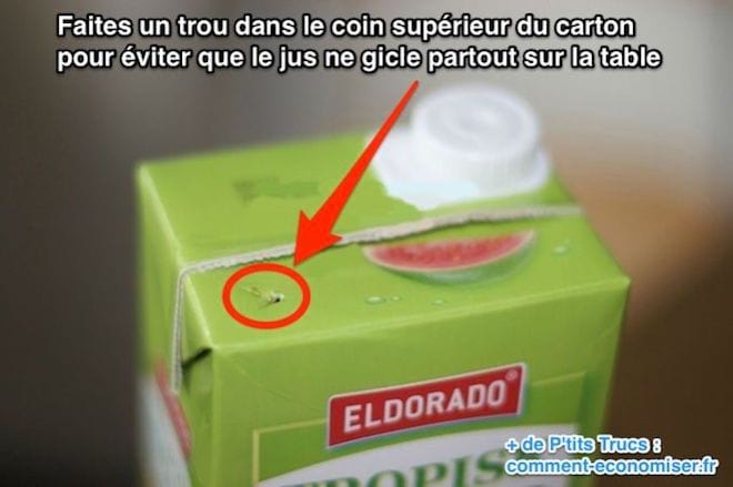Faites un trou dans le coin supérieur du carton