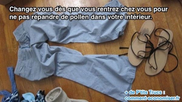 des vêtements je  tés par terre pour éviter de répandre le pollen