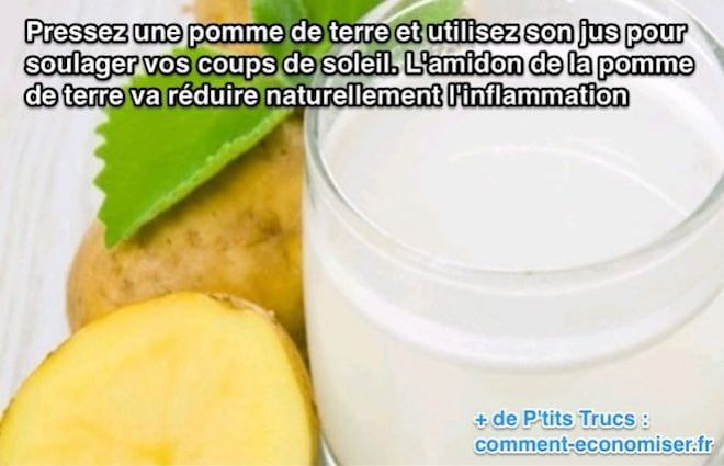 Une pomme de terre pour soulager un coup de soleil grâce à l'amidon qu'elle contient