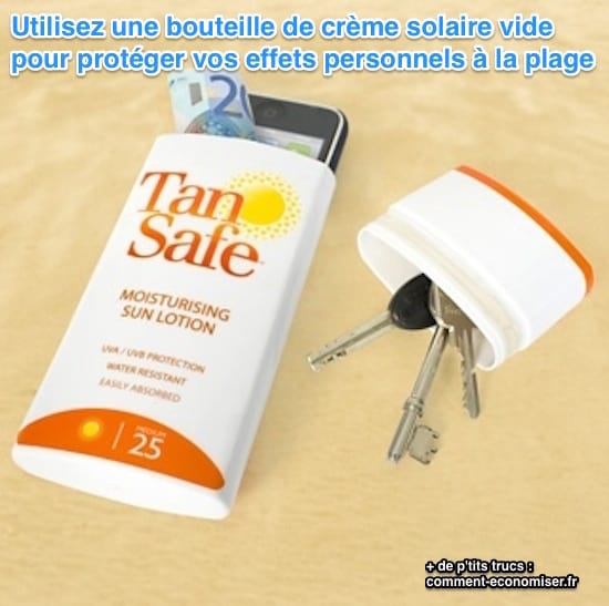 clefs cachées dans une boite de crème solaire des affaires plages