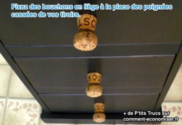 Bouchons de liège pour faire des poignées de tiroir.