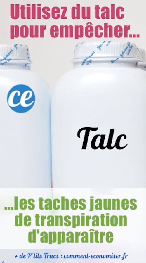 Utiliser du talc pour empêcher les traces jaunes d'apparaître sur les vêtements