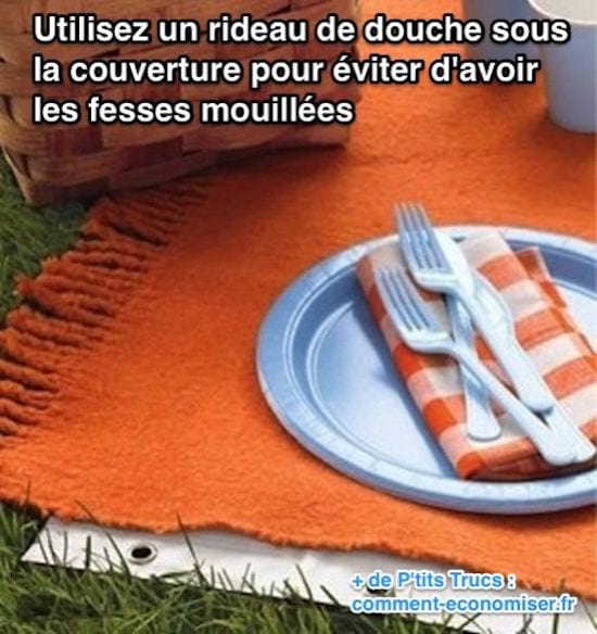 Utilisez un rideau de douche sous  la couverture pour éviter d'avoir  les fesses mouillées