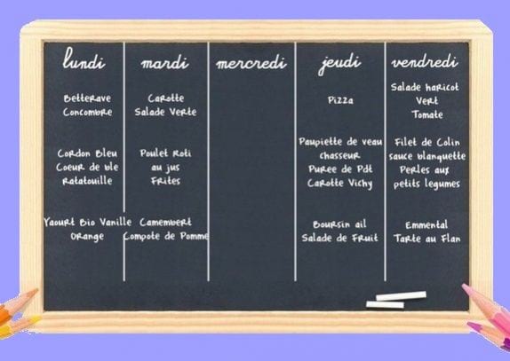 Menu de la semaine