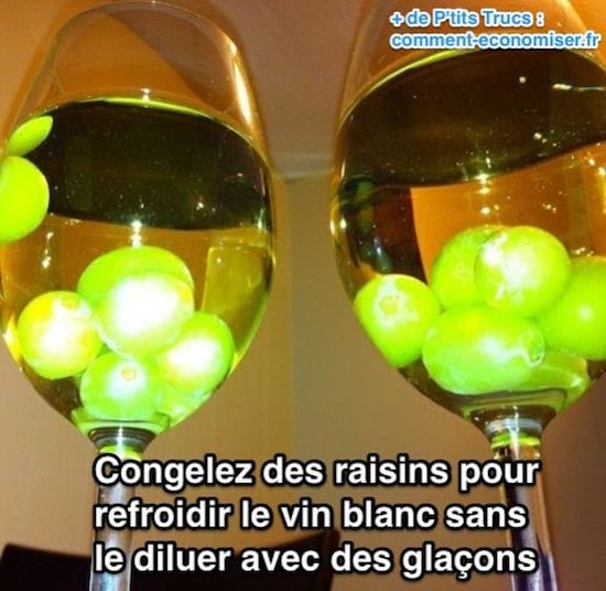 Congelez des raisins pour refroidir le vin blanc sans le diluer avec des glaçons