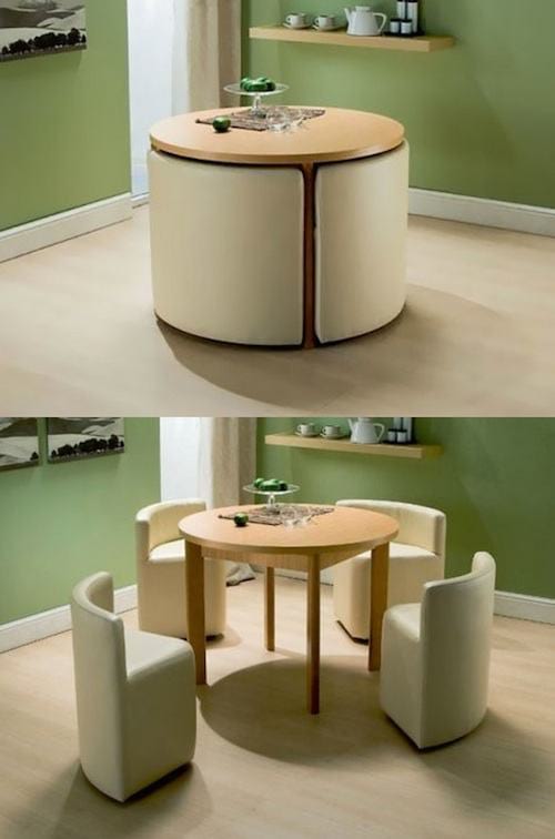 Table et chaises pour diner qui ne prennent pas de place