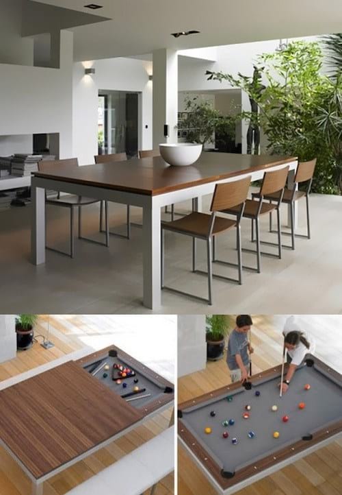 Tables à diner qui se transforme en billard