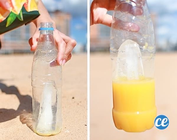 une bouteille d'eau congelée pour avoir toujours une boisson fraîche