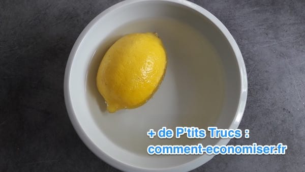 A lemon in cold water to soften it