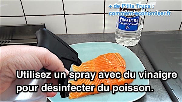 pulvérisez du vinaigre avec un spray pour désinfecter le poisson