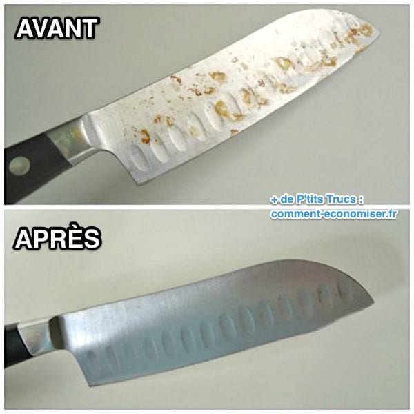 Retirer rouille sur un couteau en métal avec du Coca