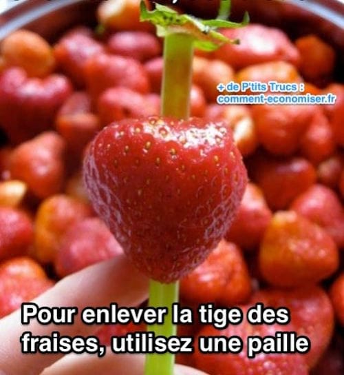 Comment équeuter les fraises avec une paille