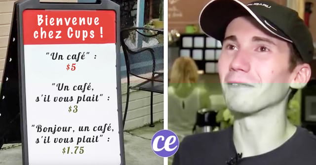 Menu des prix du café qui varie en fonction de la politesse des clients