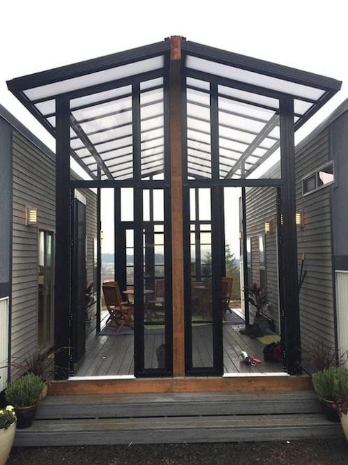 vue de la véranda de la tiny house