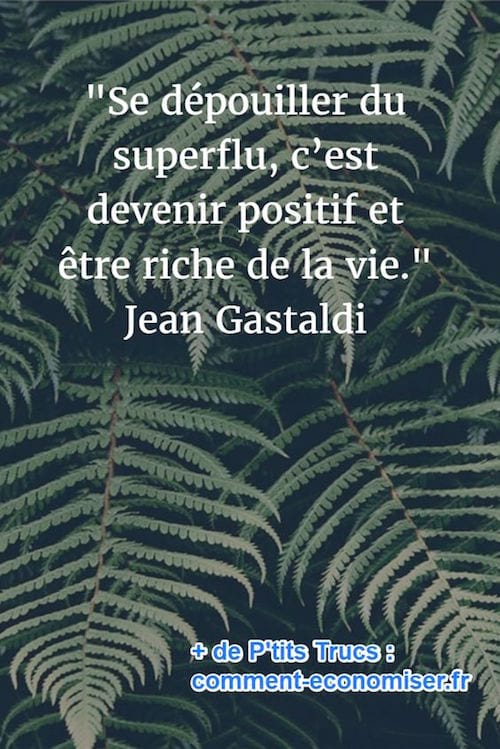 "Se dépouiller du superflu, c'est devenir positif et être riche de la vie." Jean Gastaldi