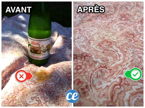 détacher nappe en coton avec du citron