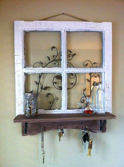Recycling idea: an old window recycled into a recycled pocket.
