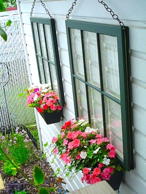 Upcycling idea: old windows recycled into a one-of-a-kind garden decoration.