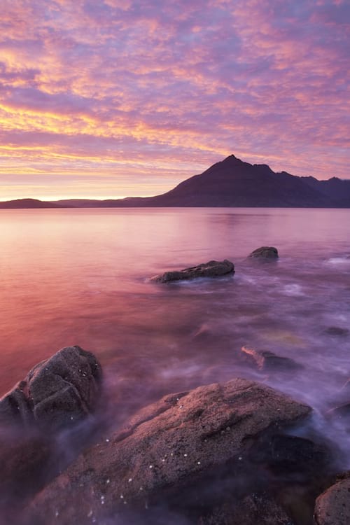 coucher de soleil sur l'ile de Skye en Écosse