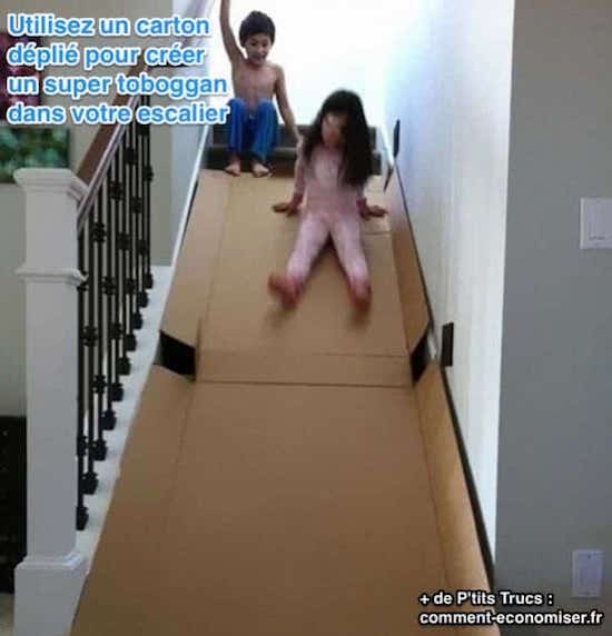 faire toboggan dans les escaliers