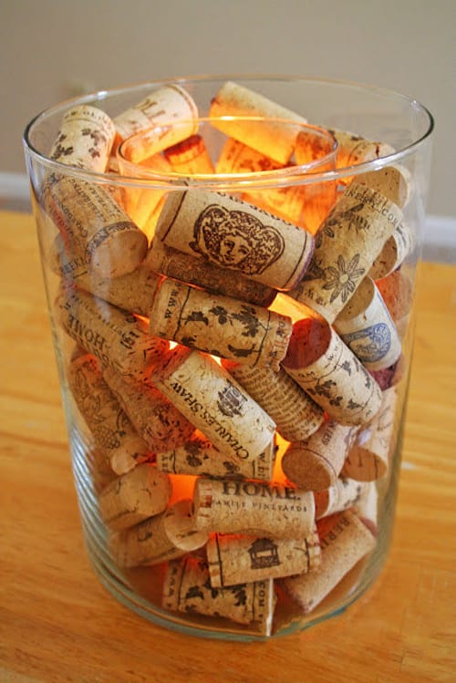 Des bouchons de liège en photophore