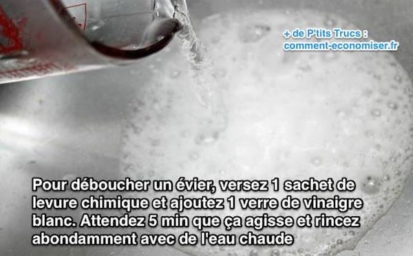déboucher un évier avec de la levure