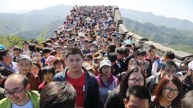Muraille de chine avec plein de monde