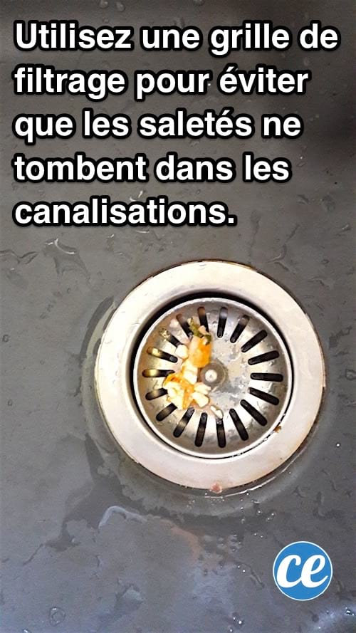 Une grille de filtrage pour retenir les saletés avant qu'elles ne tombent dans les canalisations