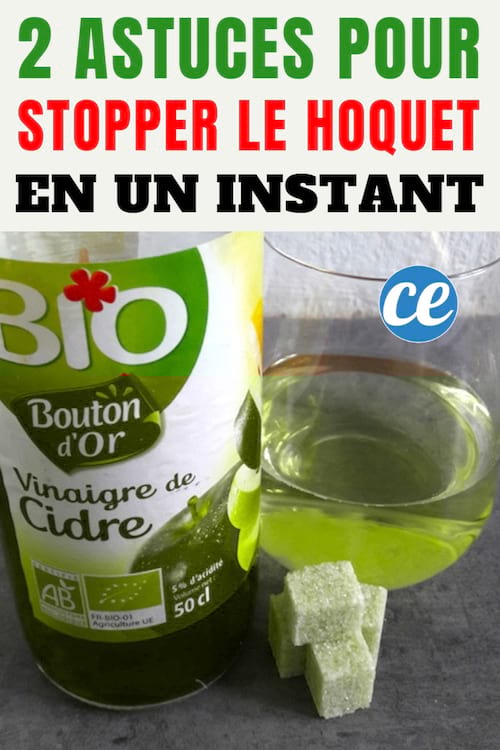 un verre d'eau avec du vinaigre de cidre et du sucre pour arrêter le hoquet
