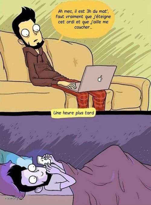 dessin montrant un homme dormant avec son smartphone