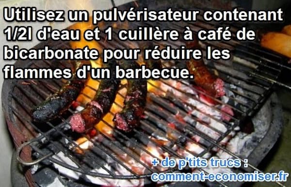 on réduit les flammes avec du bicarbonate dilué dans de l'eau