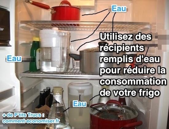 Utilisez de l'eau pour consommer moins d'&eacute;nergie dans le frigo