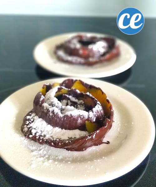 recette rosace de pomme au chocolat cuisiner épluchure de pomme