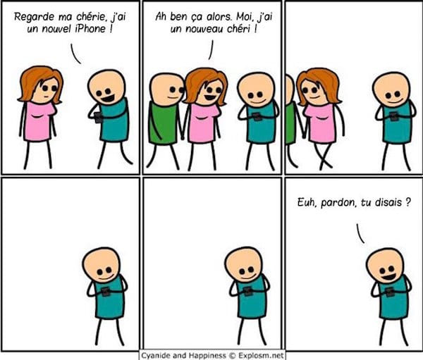 couple qui se sépare avec smartphone