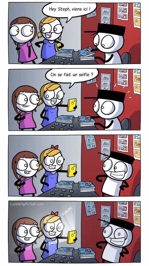 faire un selfie devant un auteur de livre