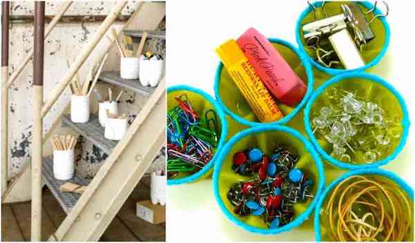 Pour éliminer le plastique de votre vie, recyclez les objets en plastiques en rangements.