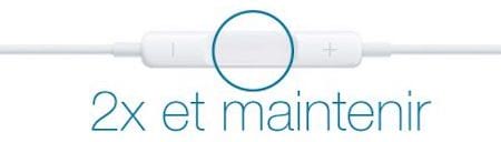 Appuyez deux fois sur le bouton du milieu et maintenez pour avancer rapidement