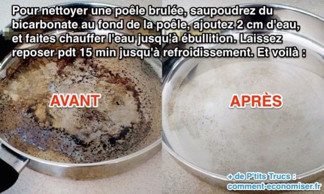 Utilisez du bicarbonate pour nettoyer une poele brulée