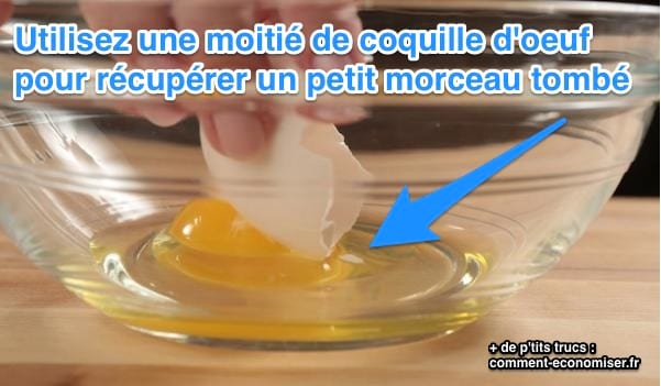 récupérer coquille d'oeuf avec une moitié