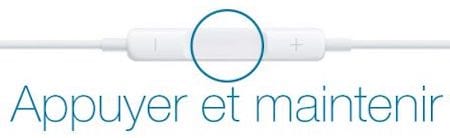 Appuyez et maintenez le bouton du milieu pour rejeter un 2ème appel