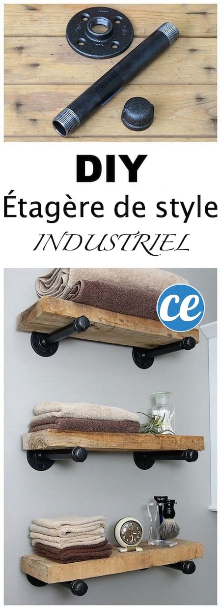 Étagère de style industriel pour faire un rangement dans la salle de bains