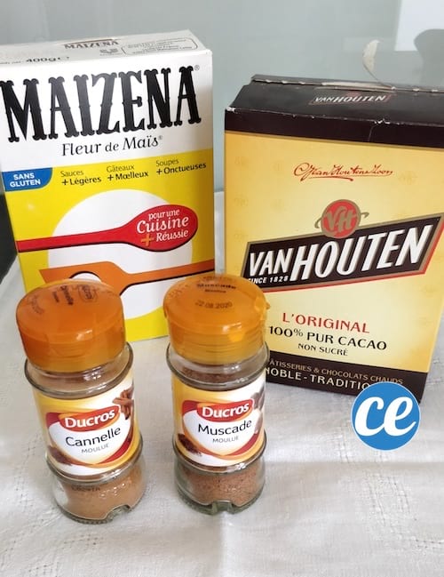 fond de teint avec maizéna, chocolat et cannelle