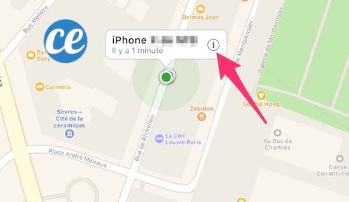 Cliquez ensuite sur le i pour afficher les options