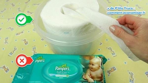 Recette des lingettes nettoyantes fait maison pour bébé