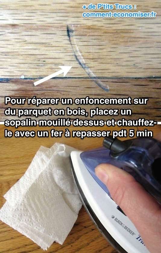 Réparer un enfoncement sur le parquet avec un fer à repasser
