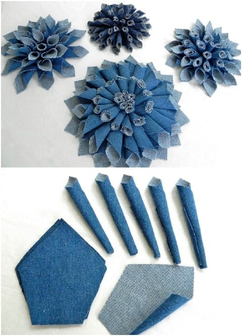 fabriquer une fleur en jean
