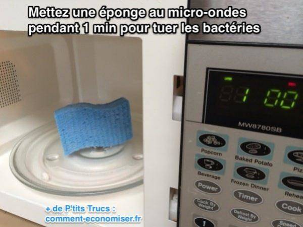 Einen Schwamm 1 Minute lang in der Mikrowelle erhitzen, um Bakterien abzutöten
